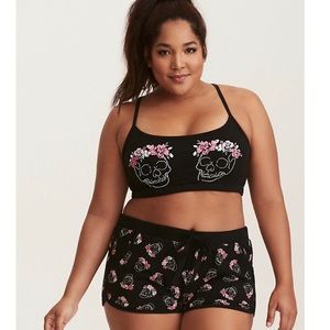 FLOWER CROWN SKULL CROP SLEEP CAMI EUC